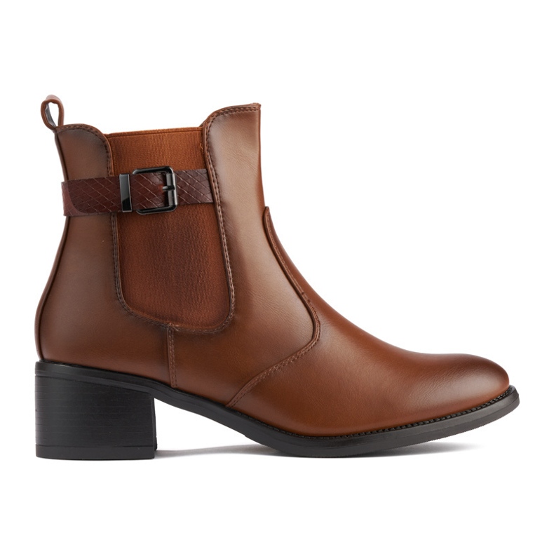 Botines de mujer marrones con tacón bajo marrón