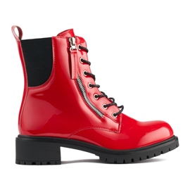 Botas obreras de charol rojo