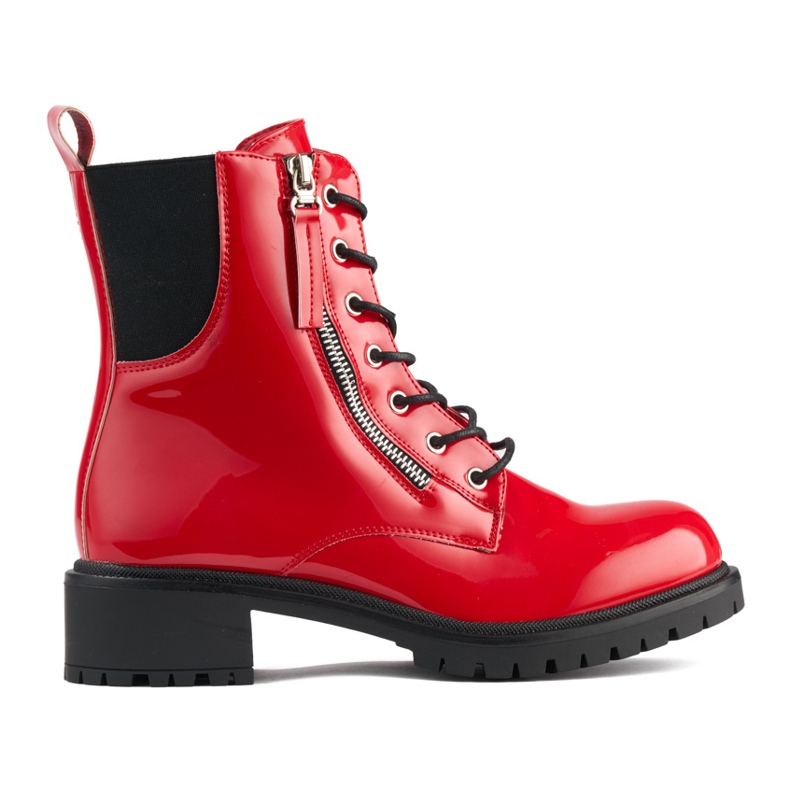 Botas obreras de charol rojo