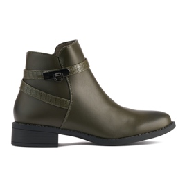 Botines tacón bajo mujer verde oscuro