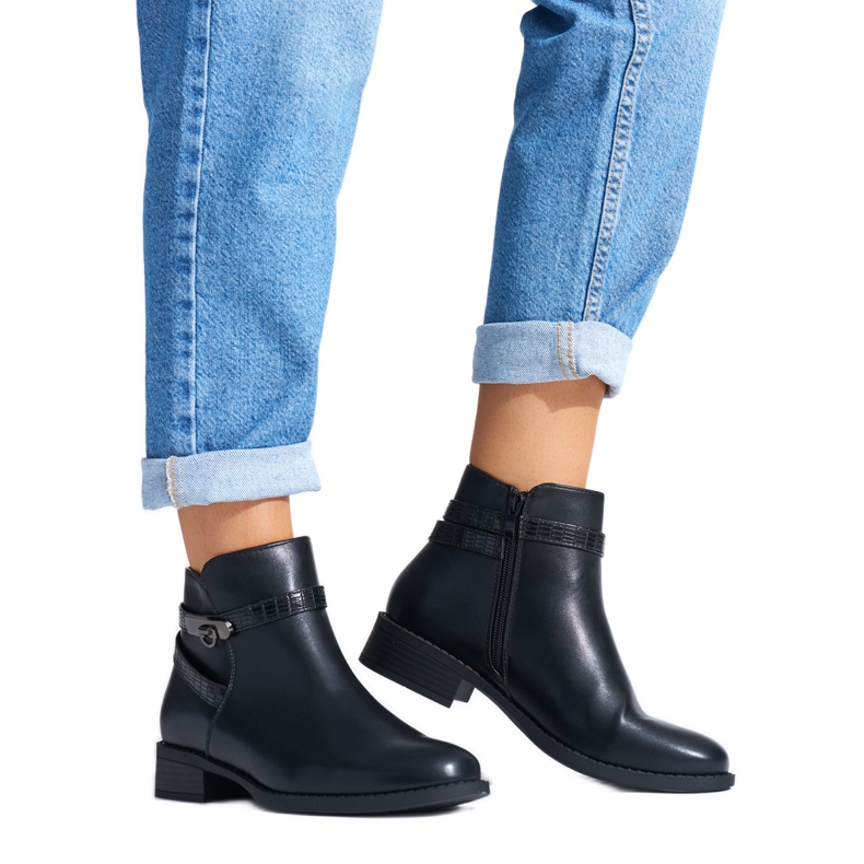 Botines negros de tacón bajo para mujer