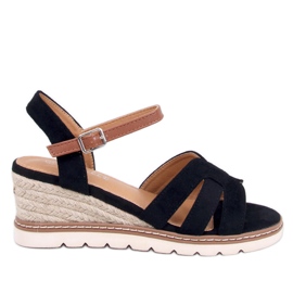 Rosco Sandalias alpargatas con cuña negra negro