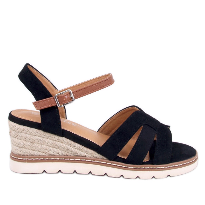 Rosco Sandalias alpargatas con cuña negra negro