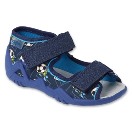 Pantuflas infantiles befado con aplicación de piel 350P050 azul marino