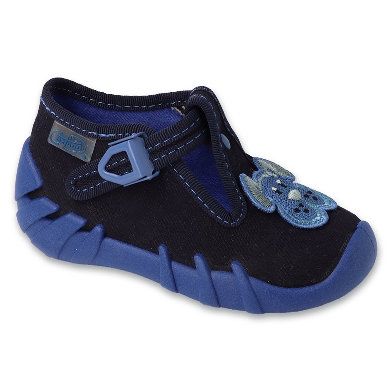 Pantuflas infantiles befado con aplicación 110P500, azul marino Pantuflas infantiles befado con aplicación 110P500, azul marino