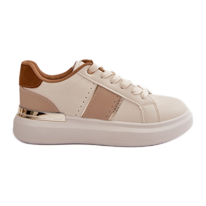 Zapatillas Deportivas De Mujer De Moda Con Plataforma Fabricadas En Piel Ecológica, Marrón Nevisase beige