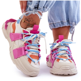 Seastar Zapatos deportivos con cordones de moda para mujer, beige y rosa