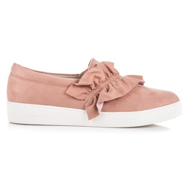 Vices Slipon de ante con volante rosado