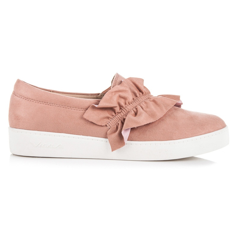 Vices Slipon de ante con volante rosado