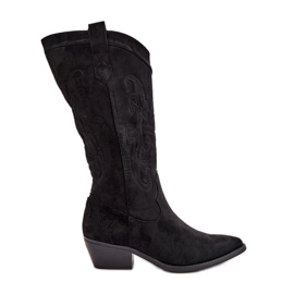 Botas Cowboy Mujer Tacón Bajo Confeccionadas en Ante Ecológico Negro Ligelia Botas Cowboy Mujer Tacón Bajo Confeccionadas en Ante Ecológico Negro Ligelia