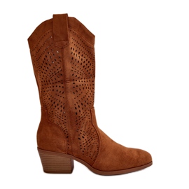 Botas Cowboy de Mujer Caladas con Tacón Alto Iceda Camel marrón Botas Cowboy de Mujer Caladas con Tacón Alto Iceda Camel marrón
