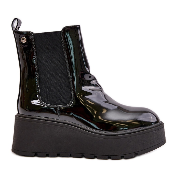 Botas Mujer Charol Con Plataforma Y Cuña Aislante Negro Wloedia Botas Mujer Charol Con Plataforma Y Cuña Aislante Negro Wloedia