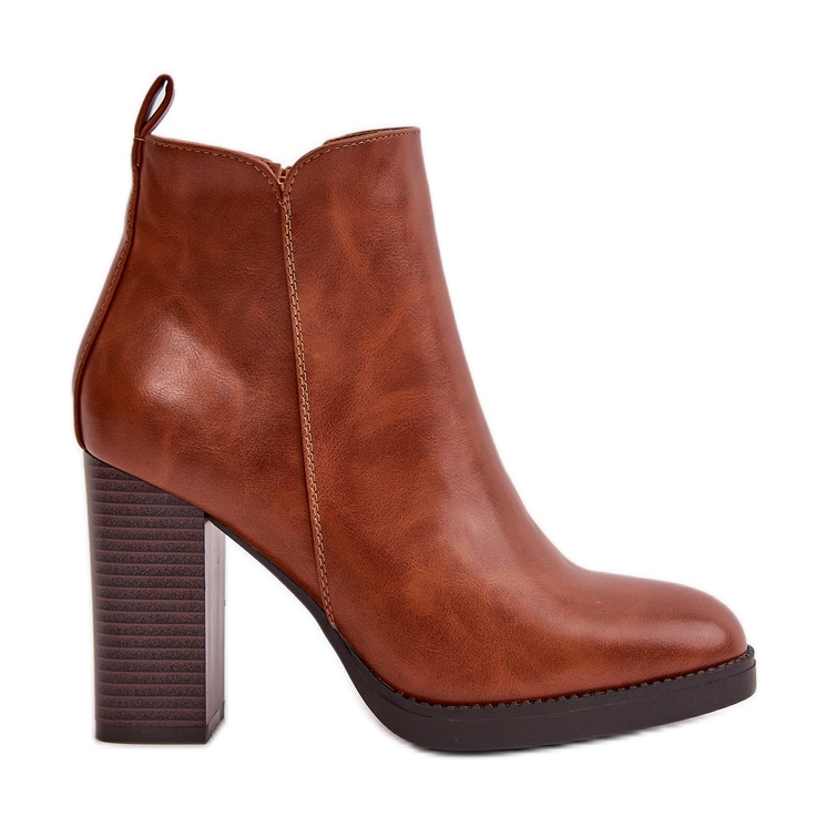 Botas De Mujer Aislante Con Tacón Alto Piel Ecológica Marrón Teresine