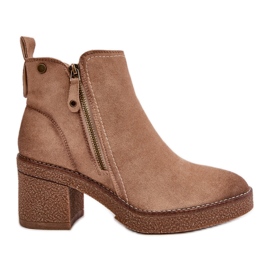 Botines aislantes de mujer confeccionados en ante ecológico, beige Velarilla Botines aislantes de mujer confeccionados en ante ecológico, beige Velarilla
