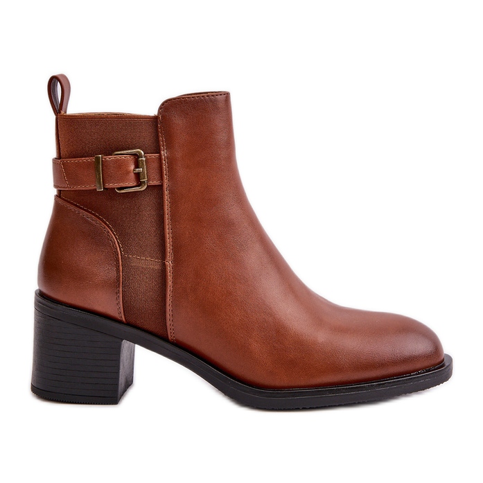 Botines De Mujer Aislantes Con Tacón Alto Y Hebilla Camel Nevillira marrón
