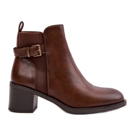 Botas Aislantes De Mujer Con Tacón Alto Y Hebilla, Marrón Nevillira