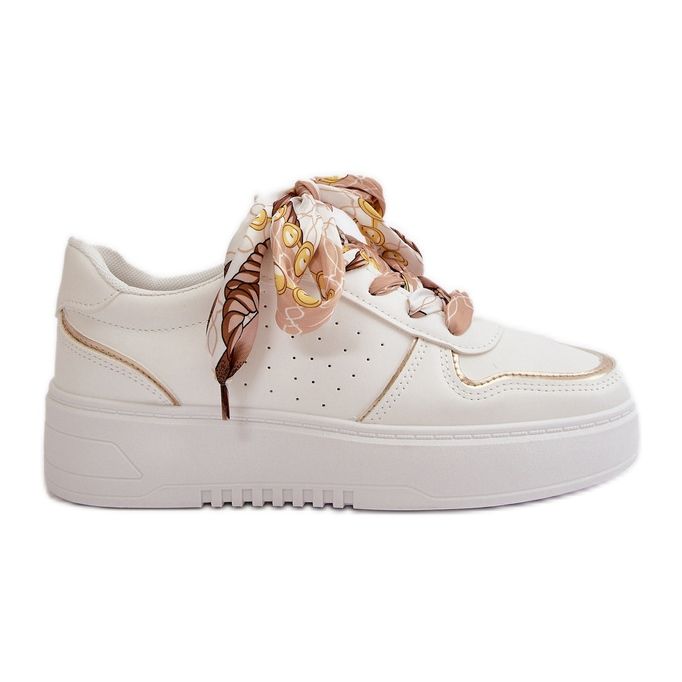 Zapatillas De Mujer Con Plataforma Y Cordones Decorativos, Blanco Mistra