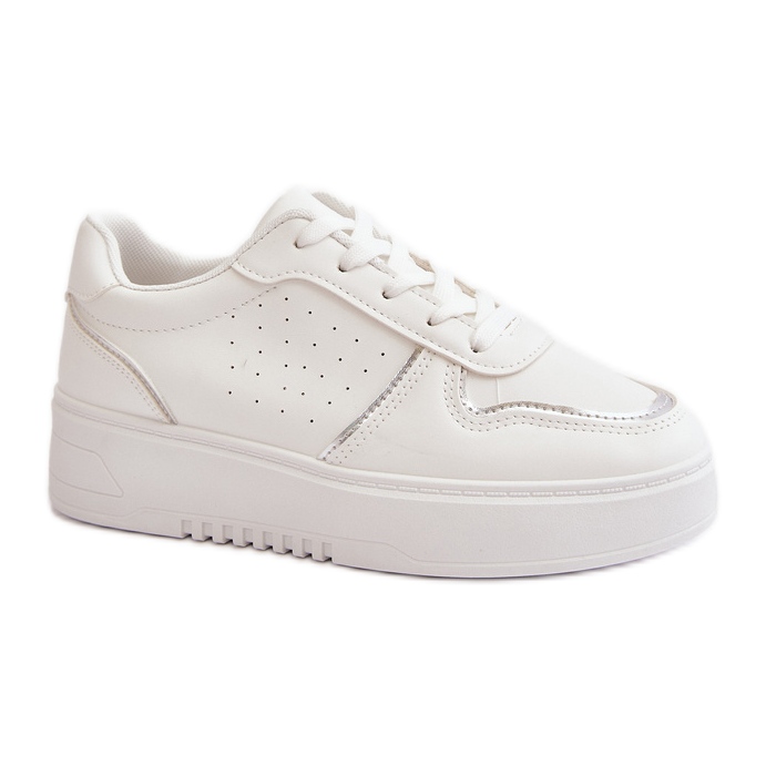 Zapatillas De Mujer Con Plataforma Y Cordones Decorativos, Blanco Mistra