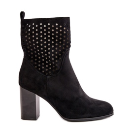 Botines de mujer con tacón alto, cierre con cremallera, negro Meriadne