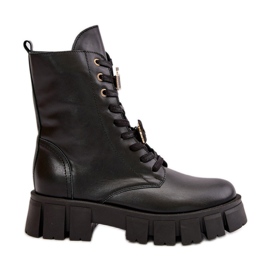 Botas Obrera Mujer Piel Con Pins CheBello 4247 Negro