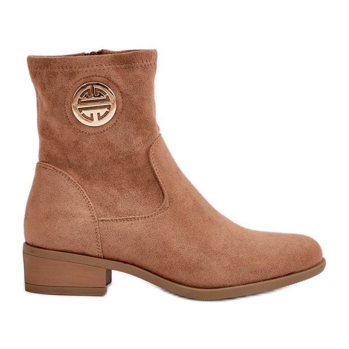 Jezzi Botines de Mujer con Cierre de Cremallera y Detalle Decorativo Ante Ecológico Beige Lerioria