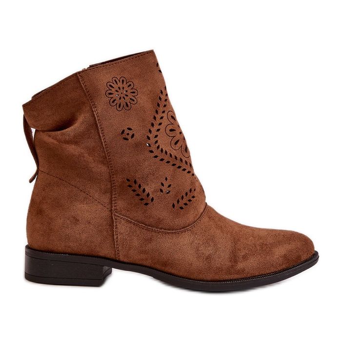 Jezzi Botas bajas de mujer caladas con cierre de cremallera, Irinette marrón Jezzi Botas bajas de mujer caladas con cierre de cremallera, Irinette marrón
