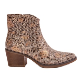 Jezzi Botas Cowboy de Mujer con Cierre de Cremallera, Estampado Animal, Merisina Dorada dorado