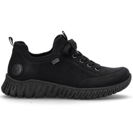 Zapatos slip-on de mujer negros impermeables y cómodos Rieker M5352-00