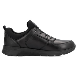 Zapatos slip-on de hombre cómodos de piel negros Rieker 39653-00
