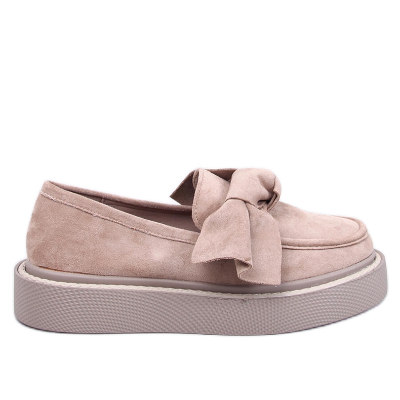 Mocasines Tempelton de ante caqui con lazo beige