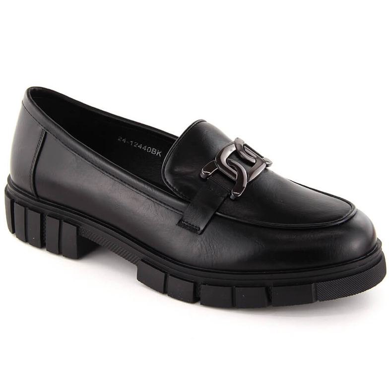 Mocasines de mujer con cadena, negro Potocki 12440