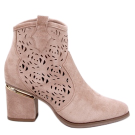 Donovan Botines tacón calados caqui beige Donovan Botines tacón calados caqui beige