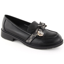 Mocasines de mujer con lazo, negro S.Barski HY42-331