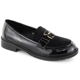 Mocasines de mujer con osito de peluche, negro S.Barski HY42-399A