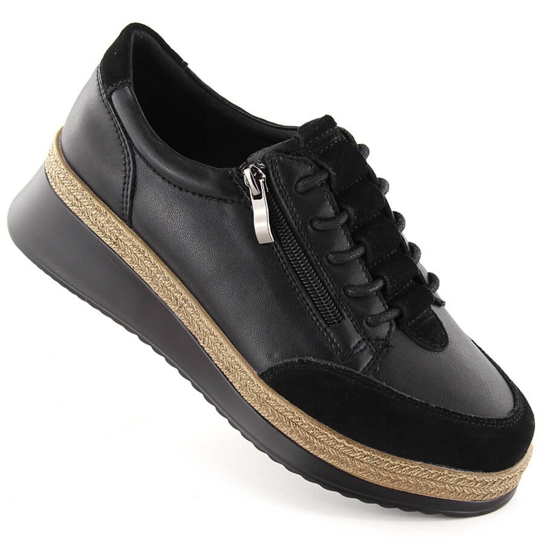 Zapatos de mujer de piel con cremallera, negro T.Sokolski J24-207