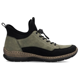 Zapatos cómodos de mujer, zapatillas verdes Rieker N32G3-54