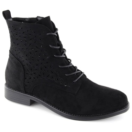 Botas de mujer en ante calado, negro S.Barski HY42-136