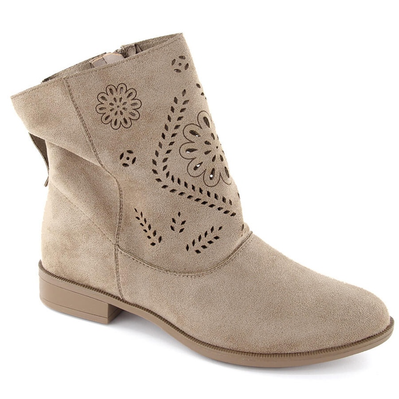 Botas mujer ante calado beige Jezzi MAM65-106