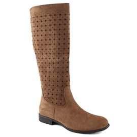 Botas mujer ante calado camel Jezzi ASA142-50A marrón