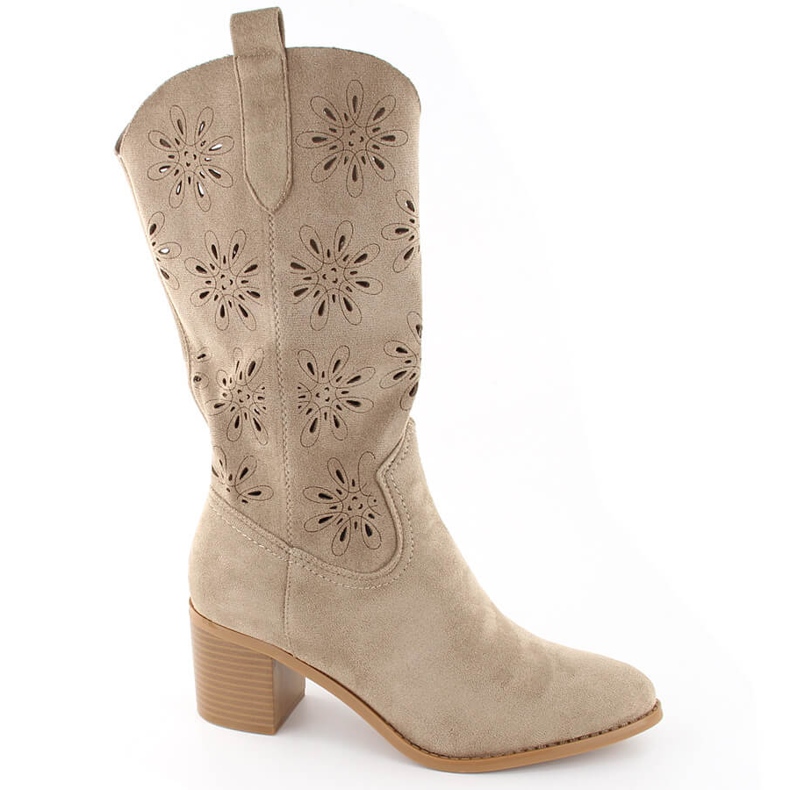 Botas de mujer de ante calado beige Jezzi RMR2337-11