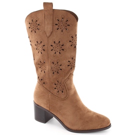 Botas de mujer de ante calado, marrón, Jezzi RMR2337-11