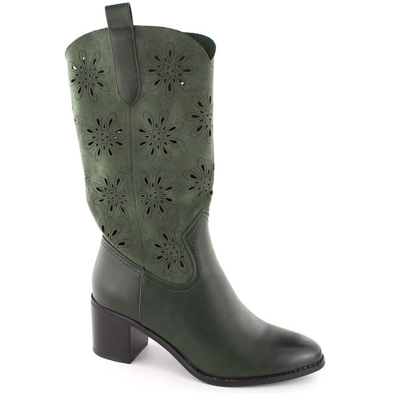 Botas de mujer de ante calado verde Jezzi RMR2337-11 Botas de mujer de ante calado verde Jezzi RMR2337-11