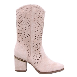 Lange Botas tacón caladas beige