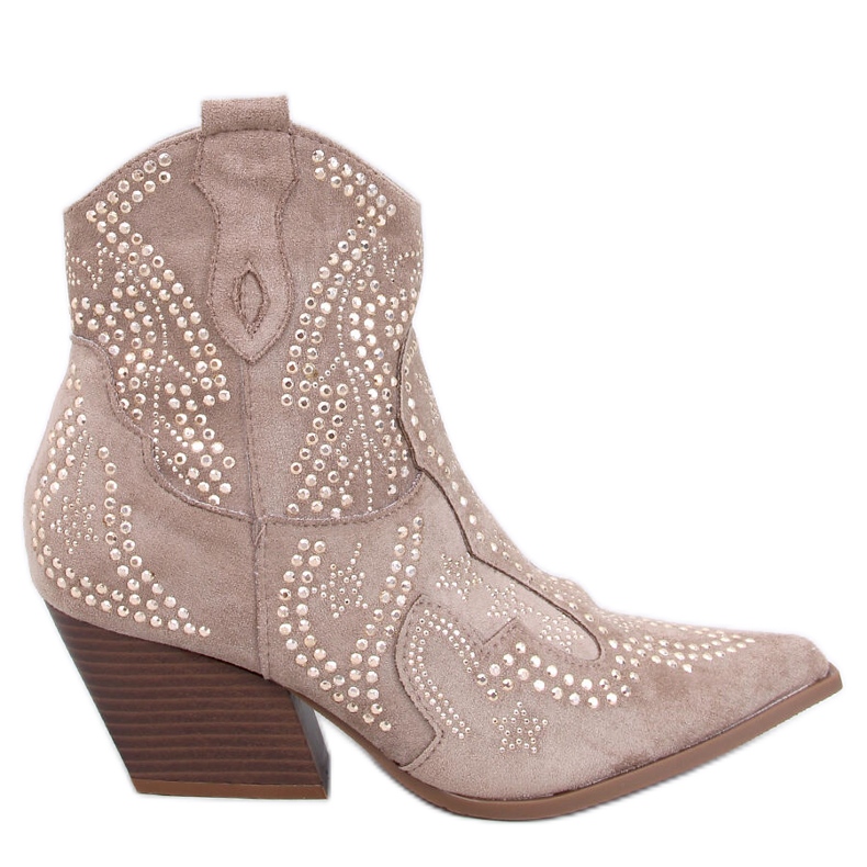 Lorenzo Bota cowboy caqui con piedras beige