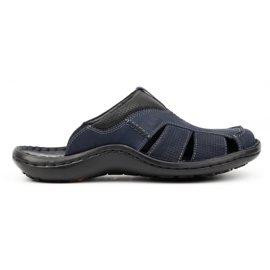 Kampol Chanclas de piel para hombre 224KAM, azul marino