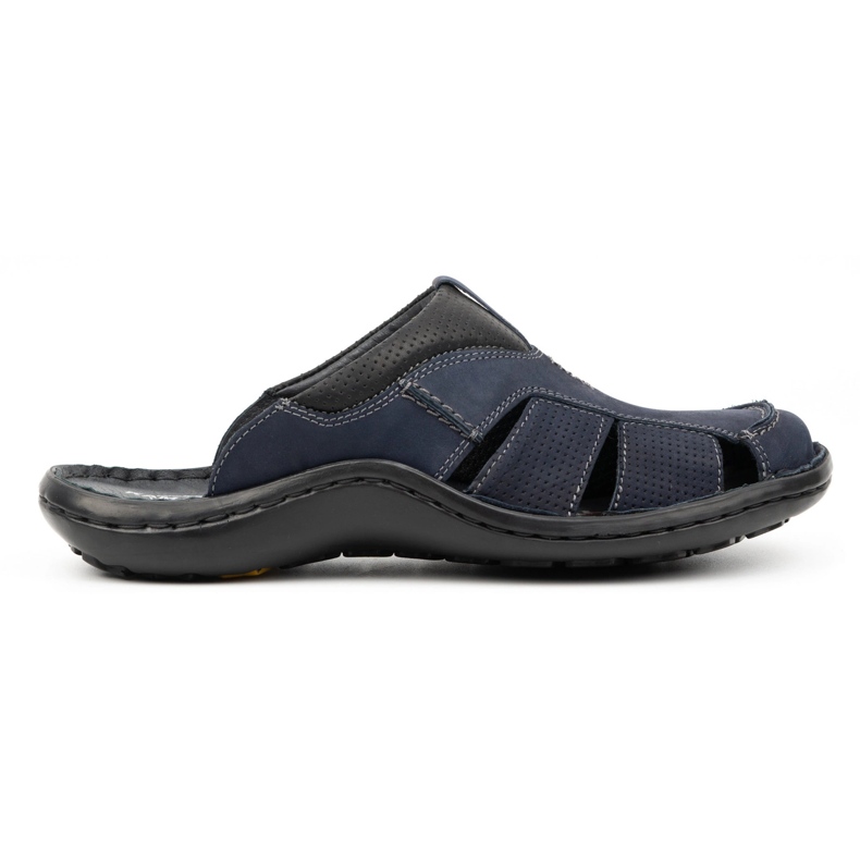 Kampol Chanclas de piel para hombre 224KAM, azul marino