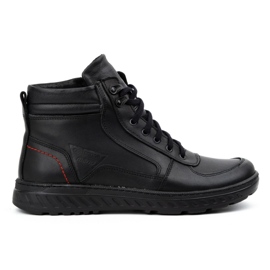 Olivier Zapatos de invierno para hombre, botines de piel 950MP, negro