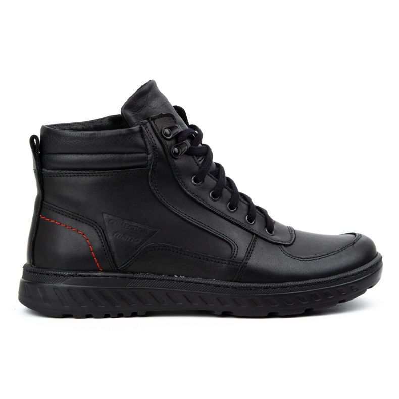 Olivier Zapatos de invierno para hombre, botines de piel 950MP, negro