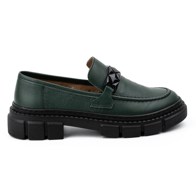 WASAK Zapatos slip-on mujer de piel 706X verde con suela gruesa