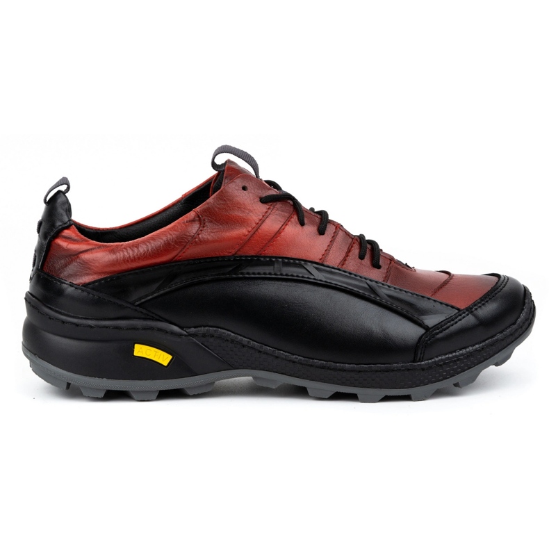 Olivier Zapatos trekking hombre piel 405KZ, negro y rojo